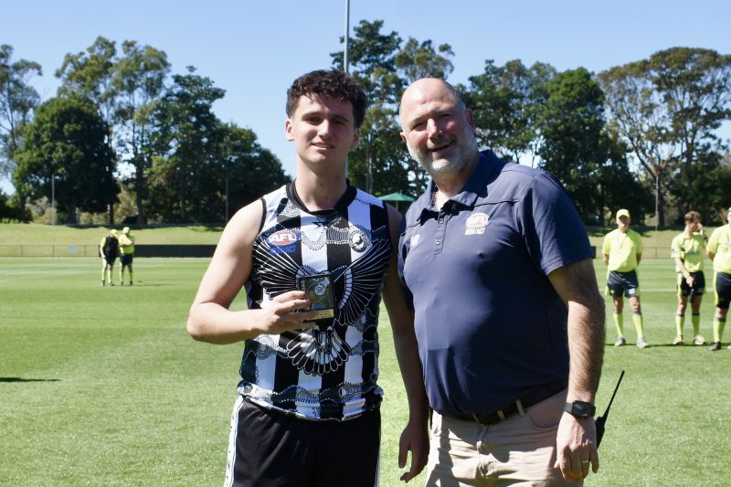 Cooper Sheldon awarded the Nathan Harris medal for Best on ground